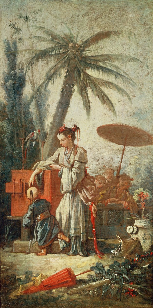 Chinese Curiosity, studie for en billedvev tegneserie, ca. 1742 av François Boucher