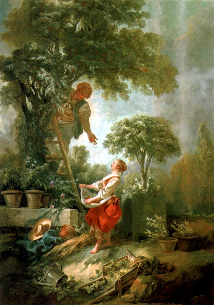 Landskap med en kirsebærplukker av François Boucher