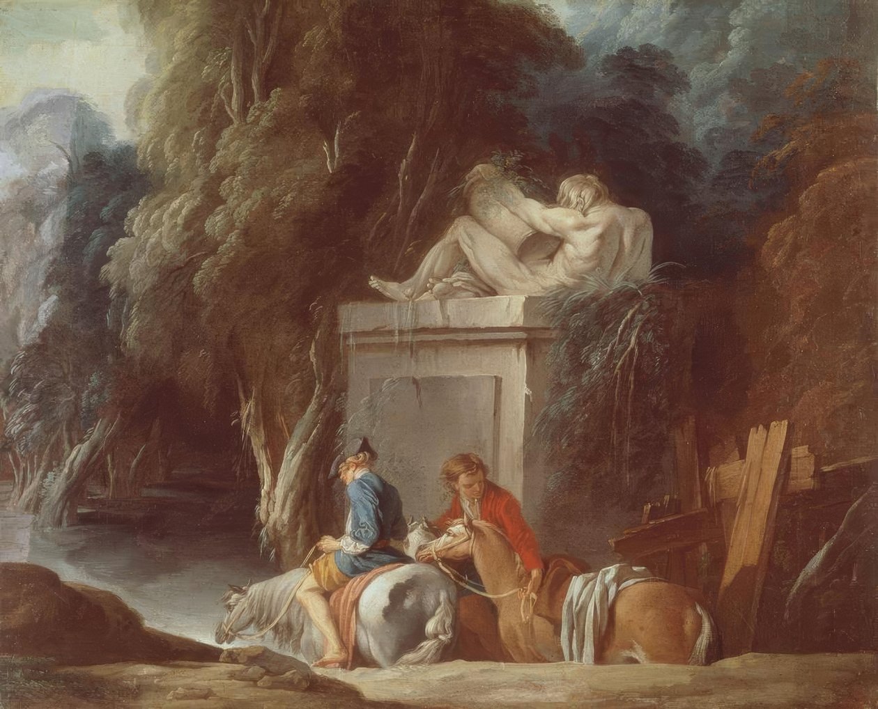 Ryttere krysser et vadested av François Boucher