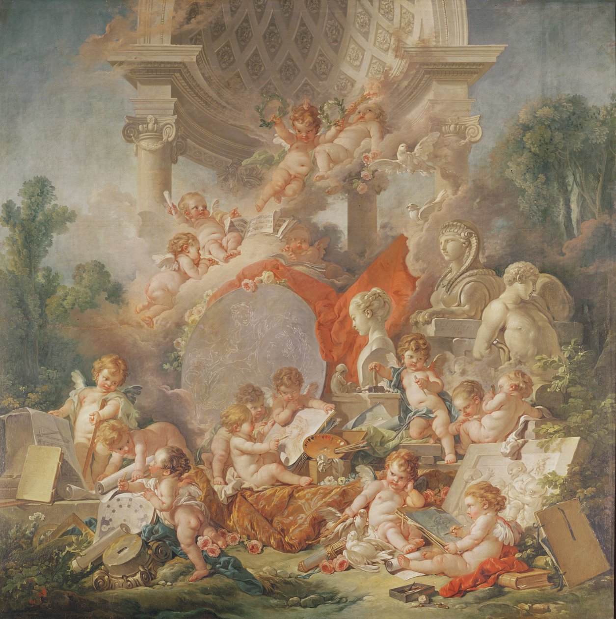 The Meeting of the Arts eller The Geniuses of the Arts (detalj), 1761 av François Boucher