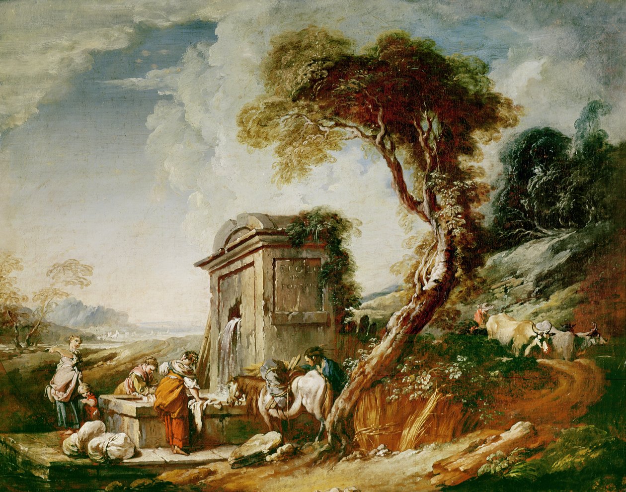 Vaskekvinnene, ca. 1730 av François Boucher