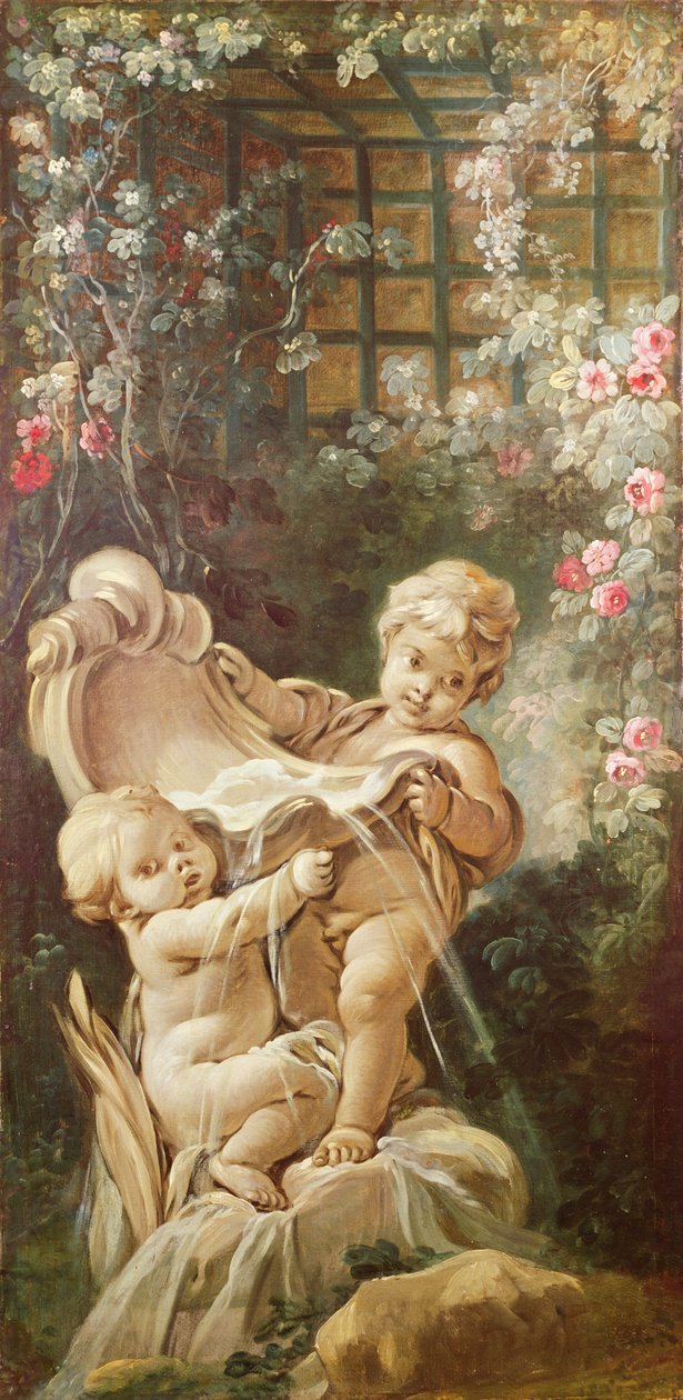 To elskere nær en fontene, ca. 1750-65 av François Boucher