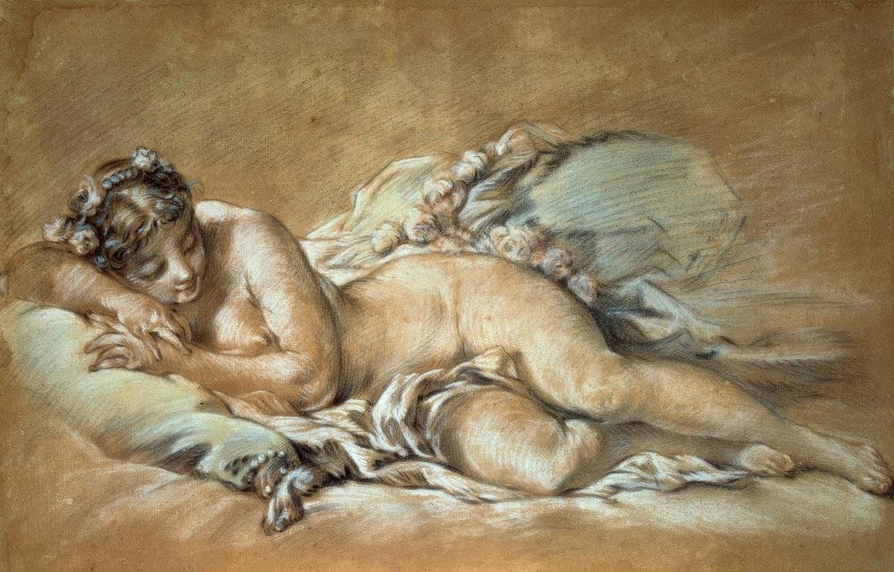 En ung kvinne sover av François Boucher