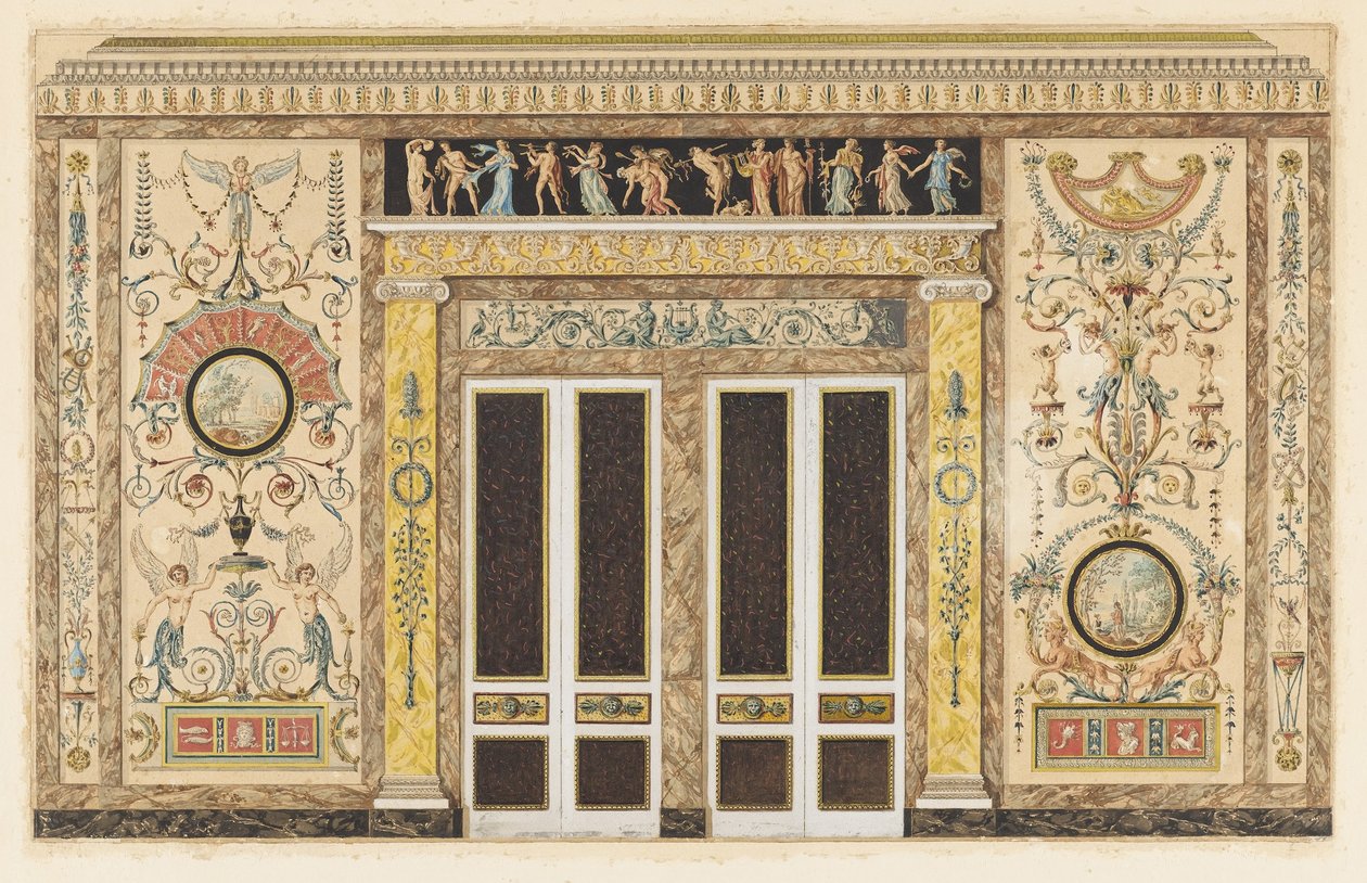 Design for en vegghøyde i et musikkrom av Francois Joseph Belanger
