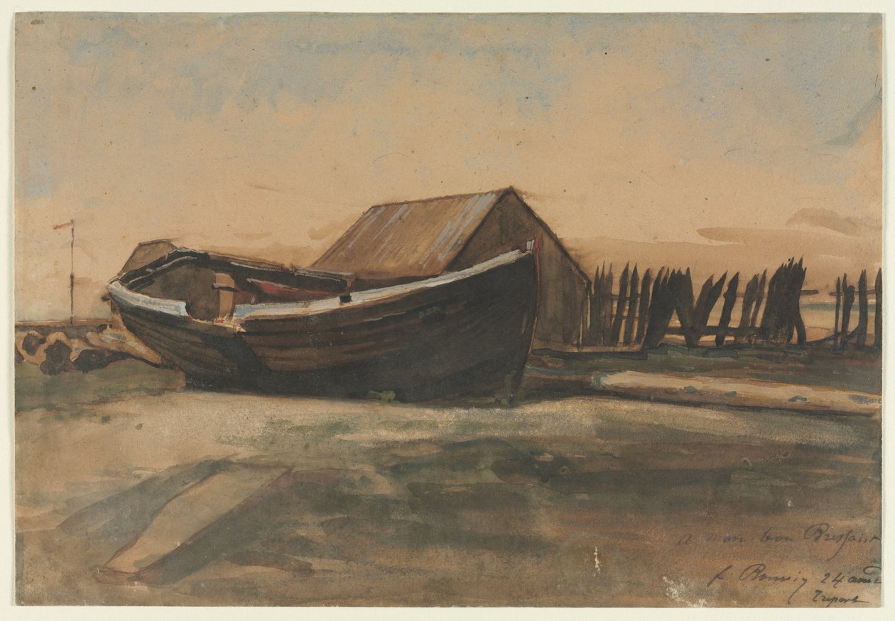 Båt på en strand, Le Tréport av François Bonvin