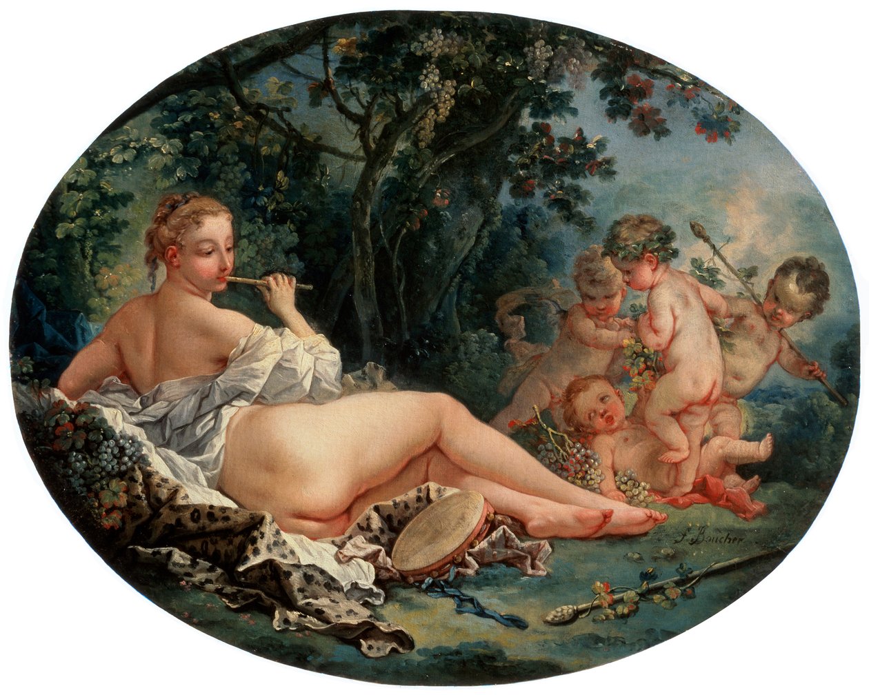Bacchante Playing a Reed-pipe, 1700-tallet av François Boucher