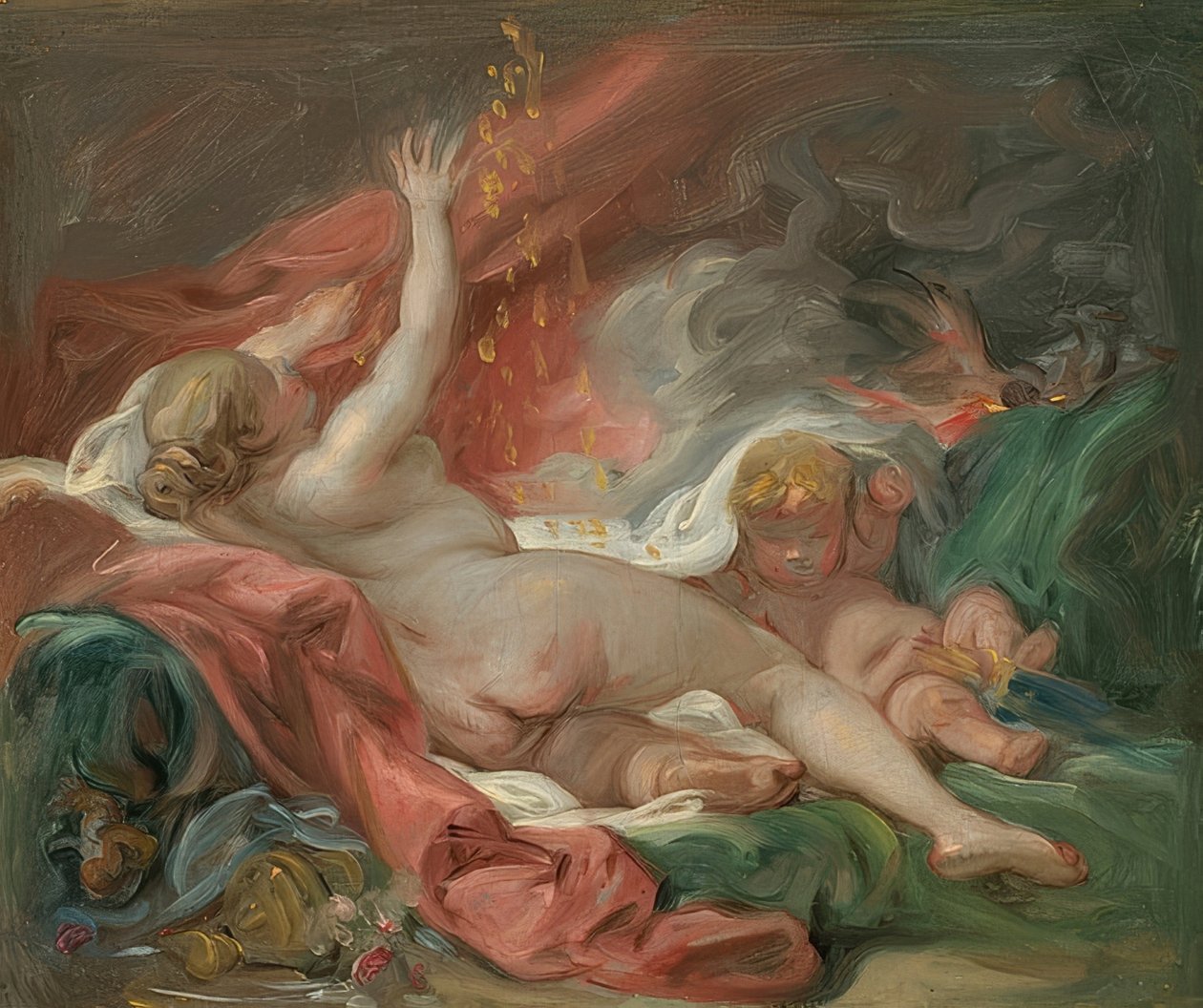 Danaë (studie). Rundt 1760 av François Boucher