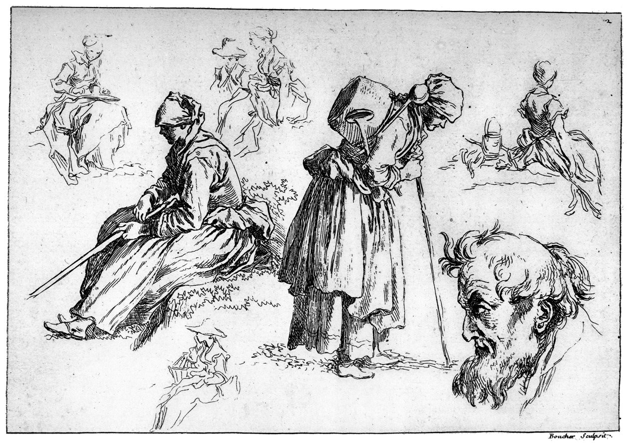 Diverse figurer, c1720-1770, 1924 av François Boucher
