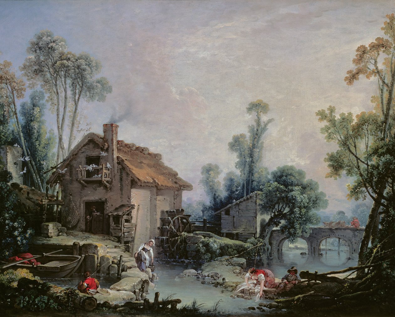 Landskap med en vannmølle, 1755 av François Boucher