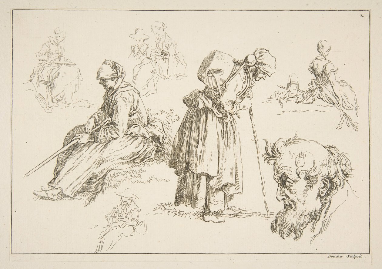Ark med skisser, 1753. av François Boucher