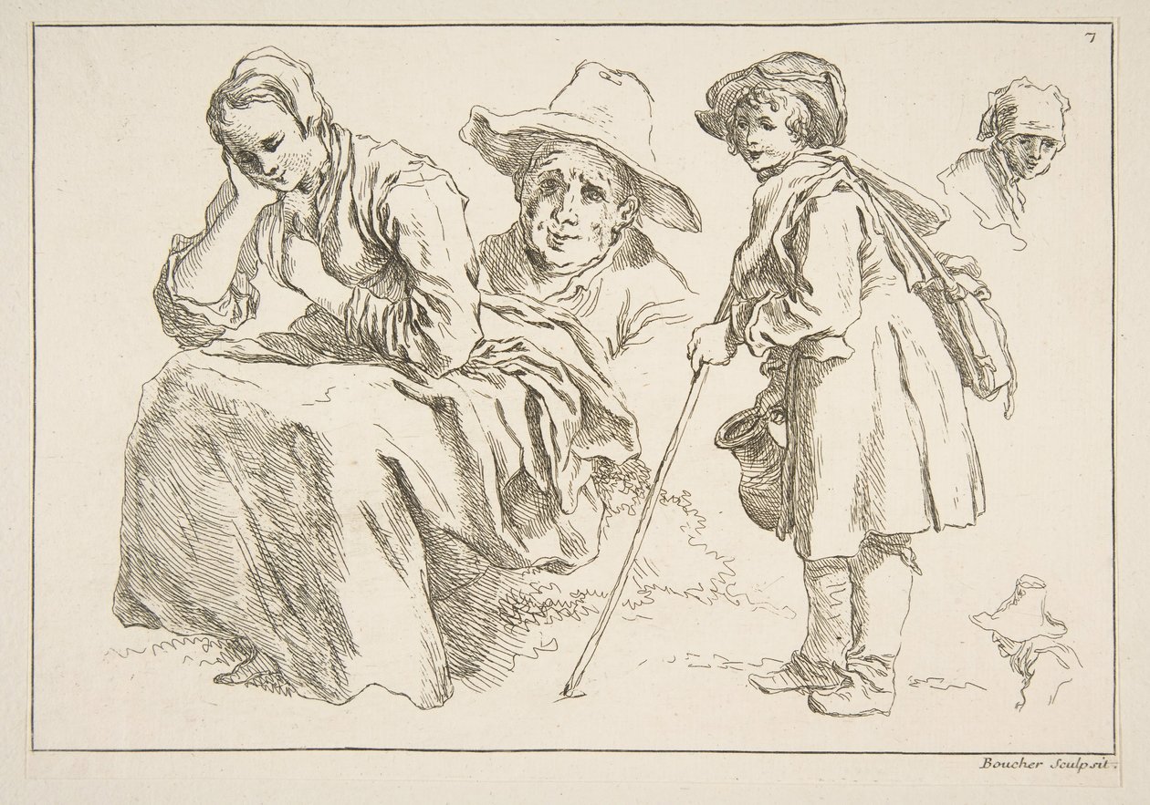 Ark med skisser, 1753. av François Boucher