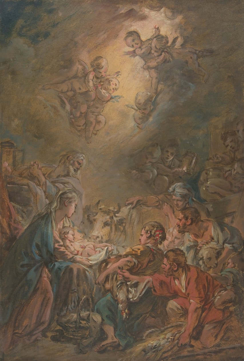 Hyrdenes tilbedelse, . av François Boucher