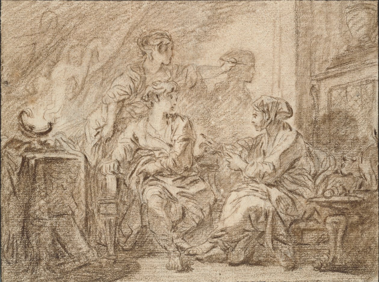 The Invention of Drawing, midten av 1700-tallet av François Boucher