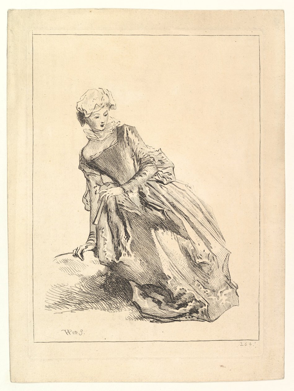 Kvinne lener til venstre, 1722-28. av François Boucher
