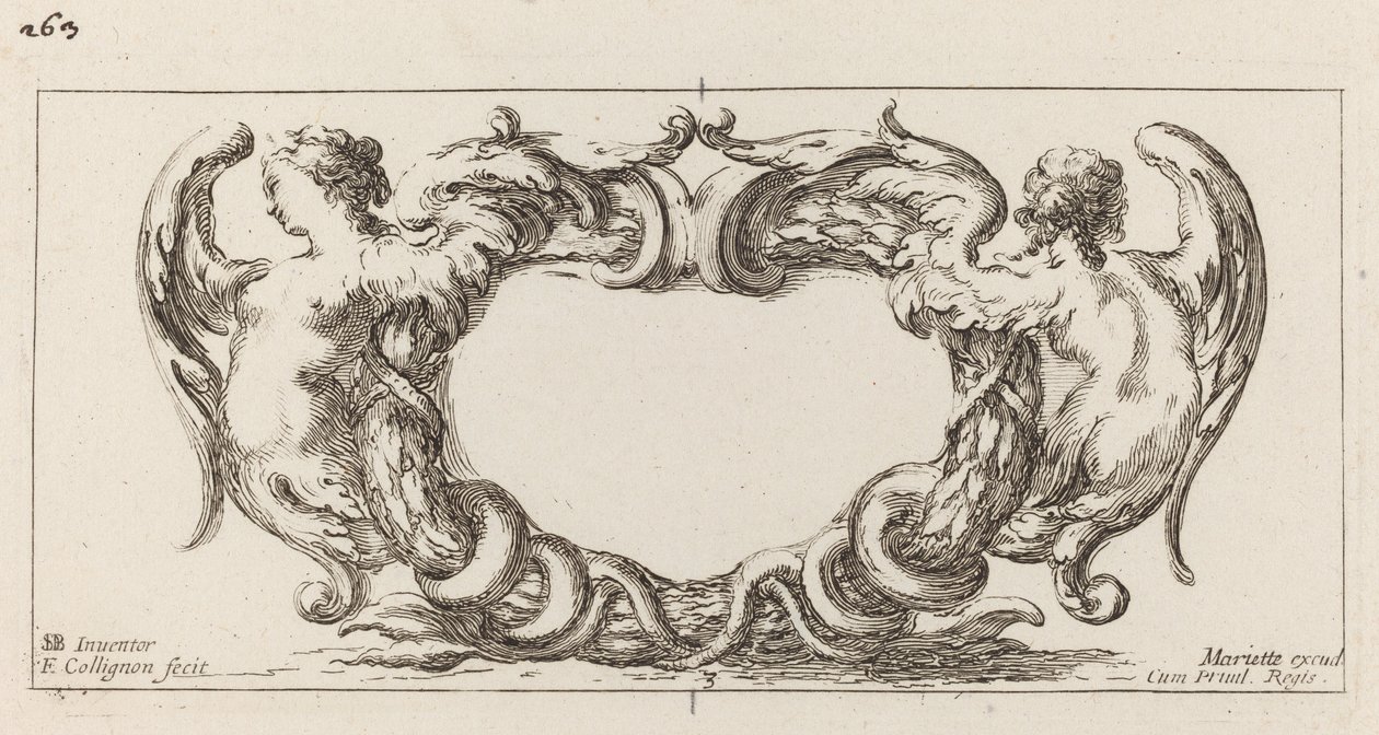 Cartouche av François Collignon after Stefano Della Bella