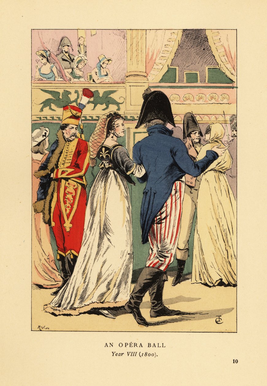 Fasjonable gjester på maskeradeball av François Courboin