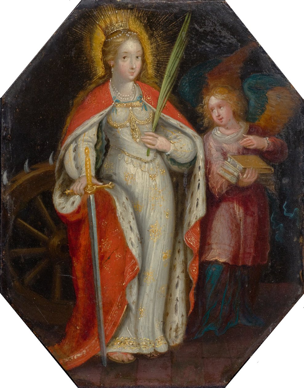 Saint Catherine, akkompagnert av en engel av Frans Francken the Younger