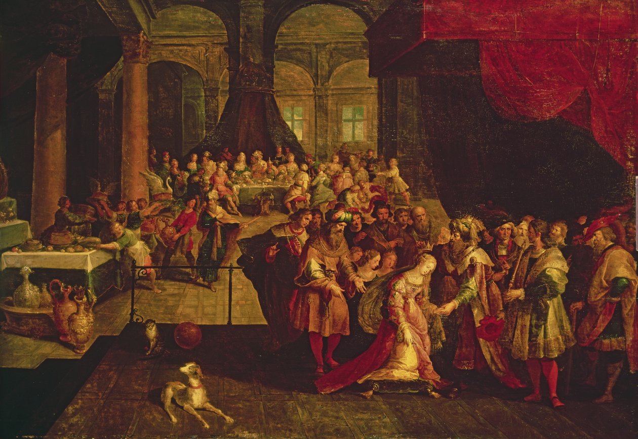 Kong Ahasverus kroner Ester av Frans II Francken the Younger