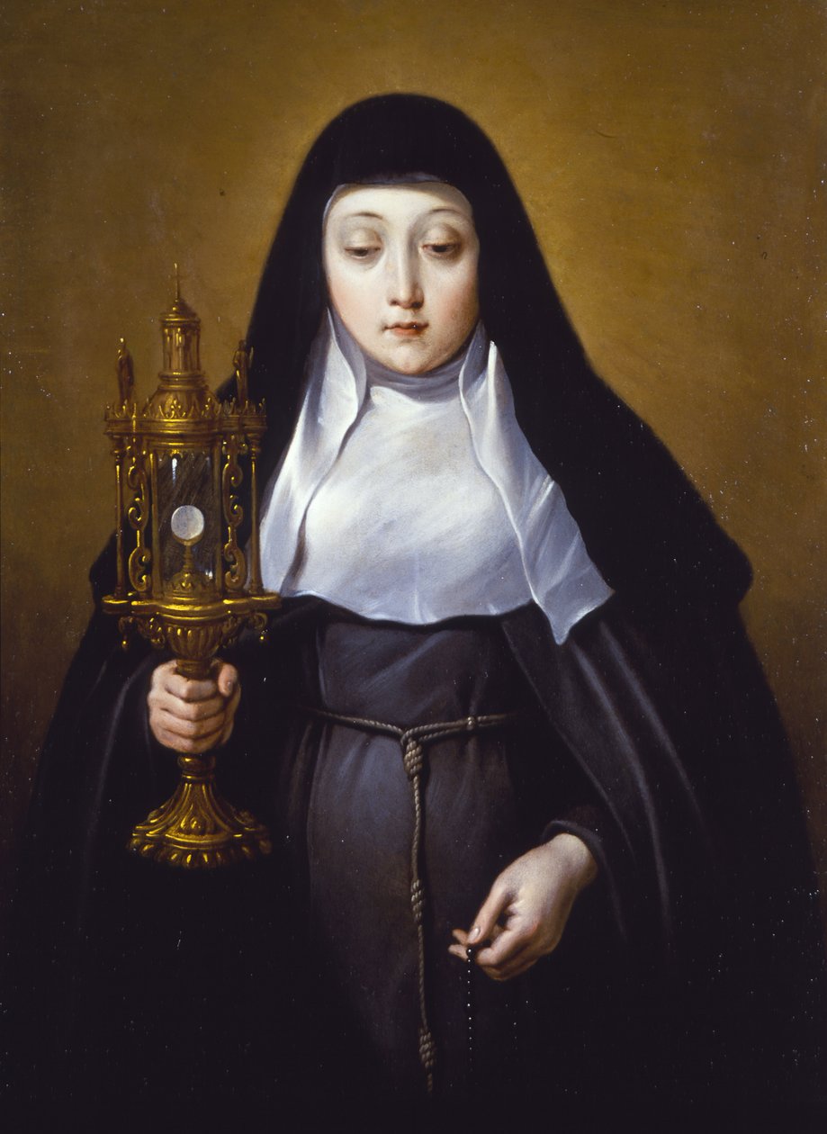 St Claire holder en monstrans med nattverden (olje på kobber) av Frans Luyckx or Leux