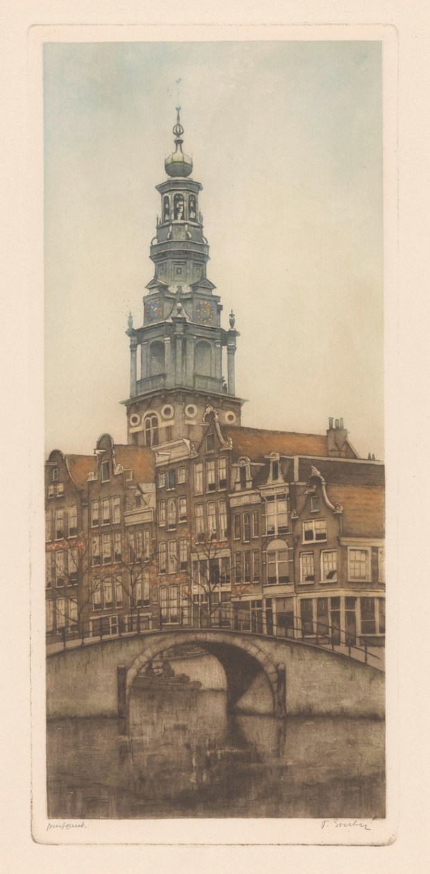 Sørkirken i Amsterdam av Frans Everbag (signed by artist)