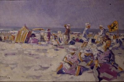 Strandscene (olje på lerret) av Frans Gaillard