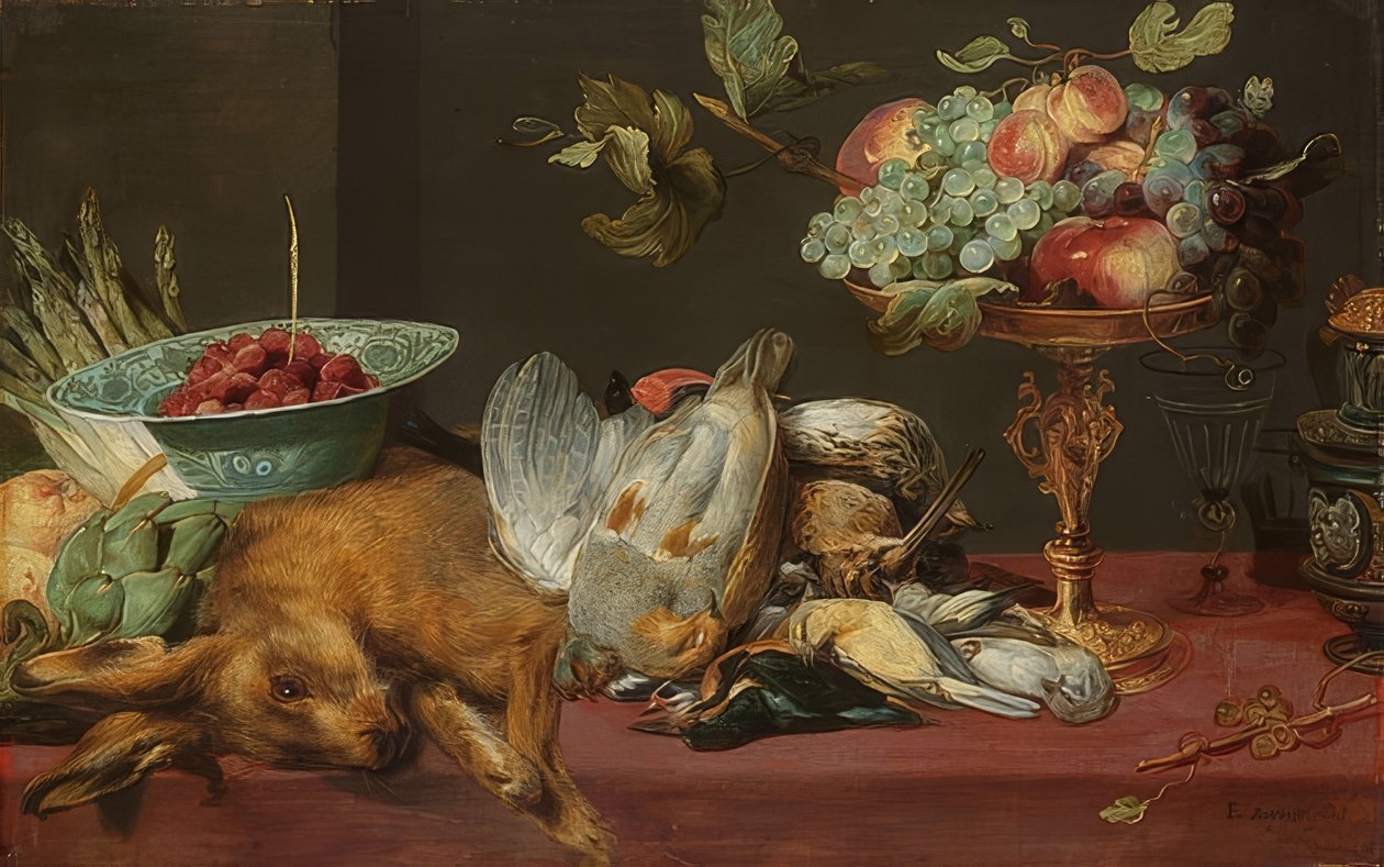 Stilleben med småvilt og frukt av Frans Snyders or Snijders