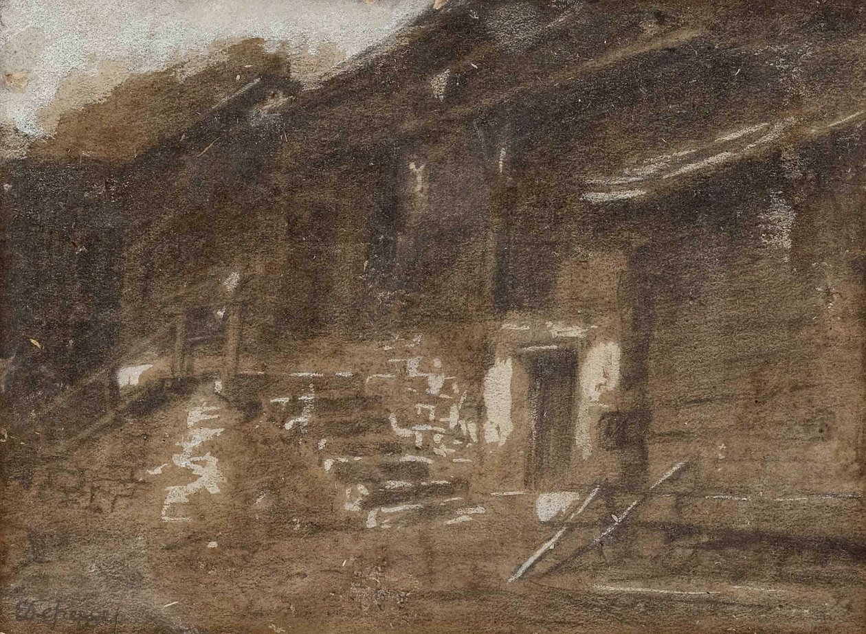 Bakgård med trapper av Franz Defregger