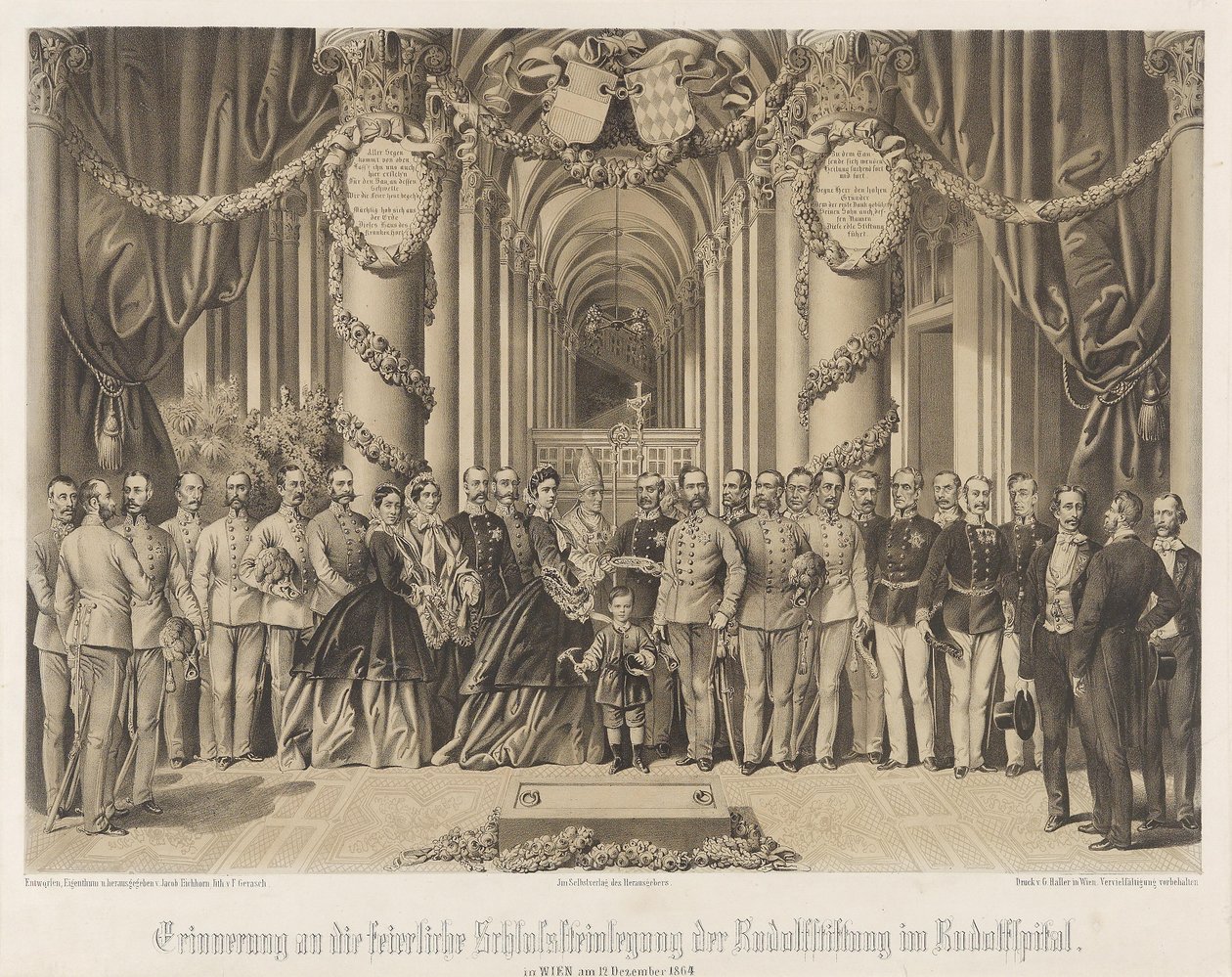 Minnet om leggeseremonien for Rudolfstiftung i Rudolfspital i 1864 av Franz Gerasch