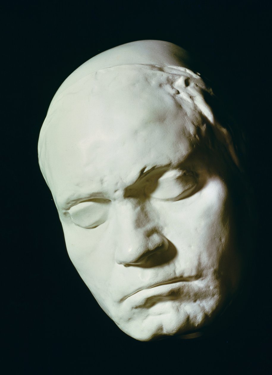 Mask of Beethoven (1770-1827), tatt fra livet i en alder av 42, 1812 (gips) av Franz Klein