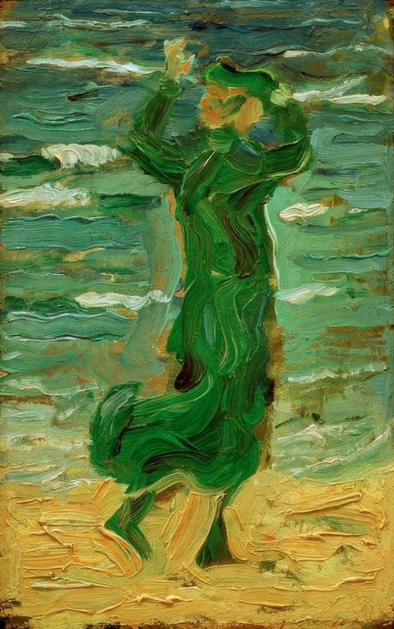 Kvinne i vinden ved sjøen av Franz Marc