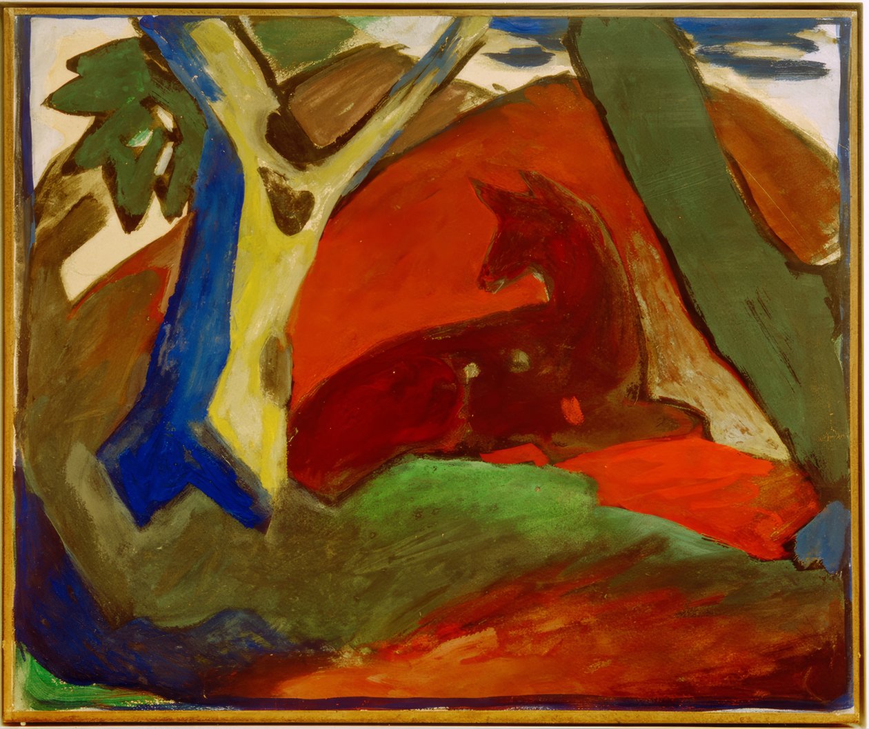 Hukende rådyr av Franz Marc