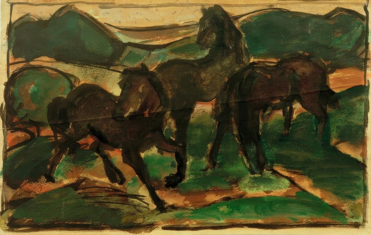 Hester i beite I av Franz Marc