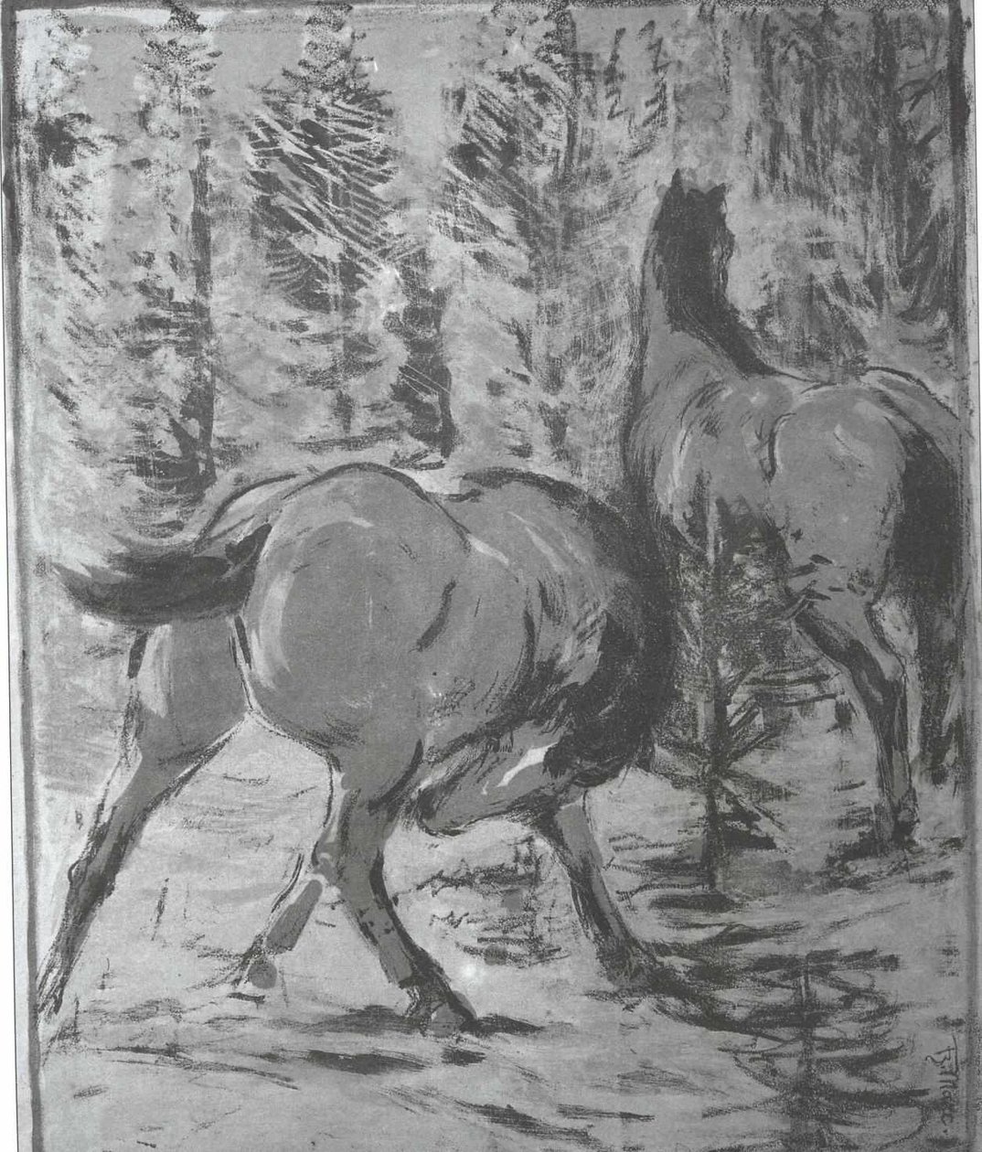 Hester i vannet av Franz Marc