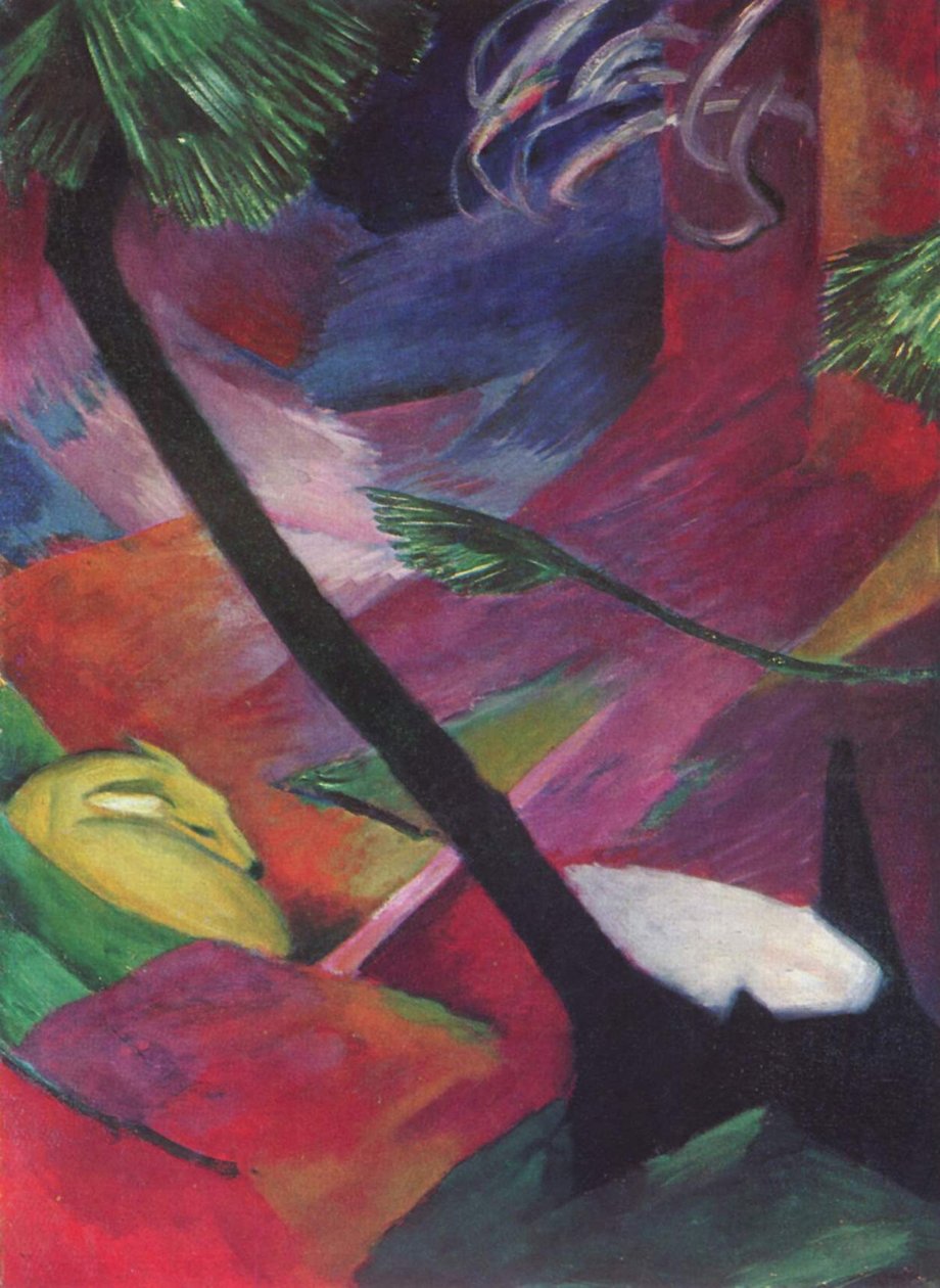 Hjort i skogen av Franz Marc