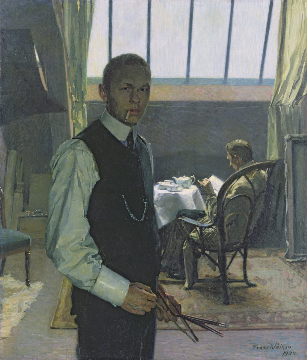 Selvportrett i studio, 1904 av Franz Nolken