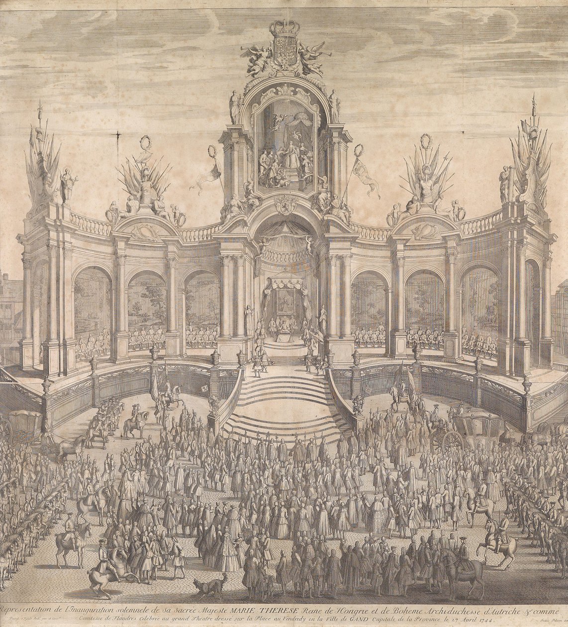 Hyllest til keiserinne Maria Theresa 27. april 1744 i Gent. av Franz Pilsen