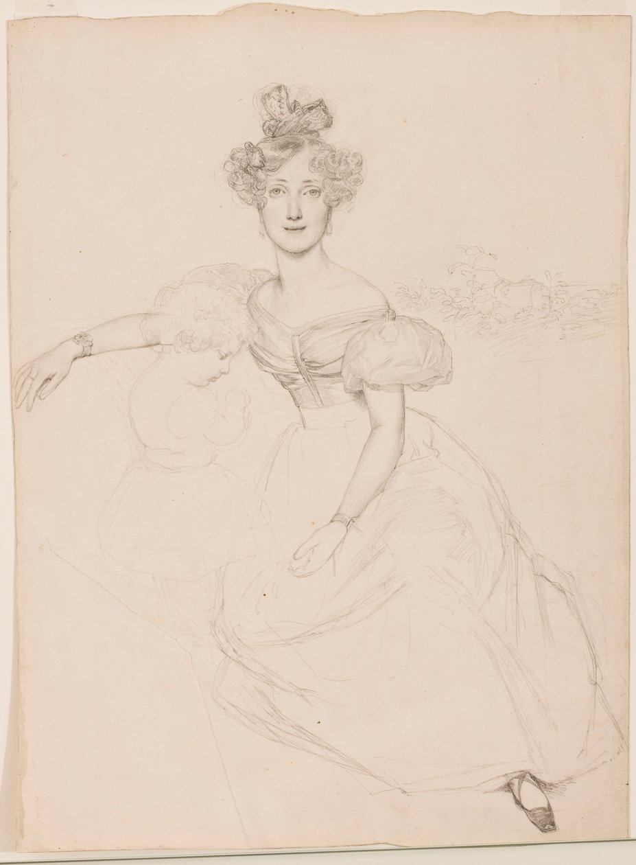 Storhertuginne Sophie av Baden med sin sønn, ca. 1831 (grafittblyant på papir) av Franz Xaver Winterhalter
