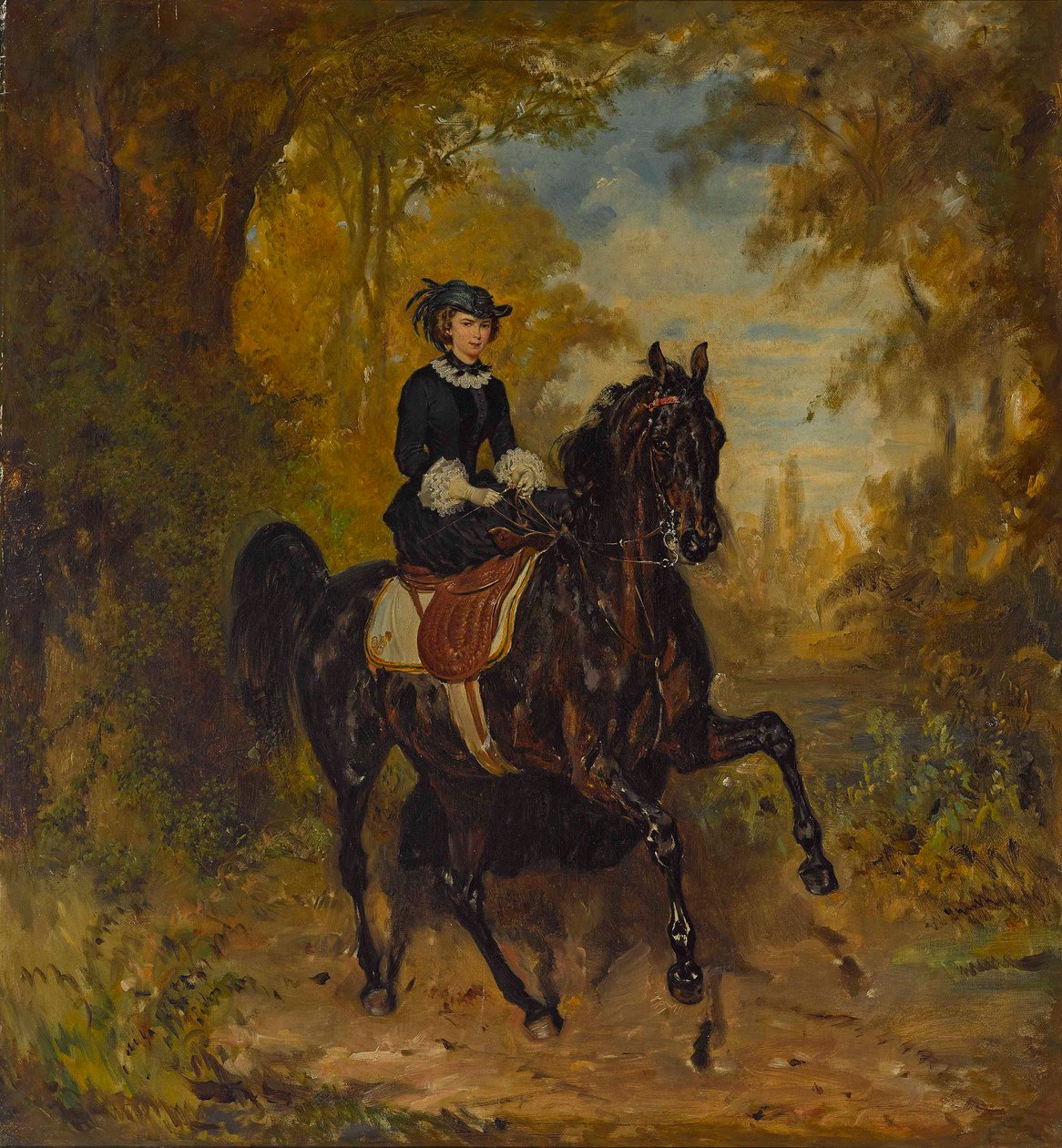 Keiserinne Elisabeth av Østerrike til hest. av Franz Adam