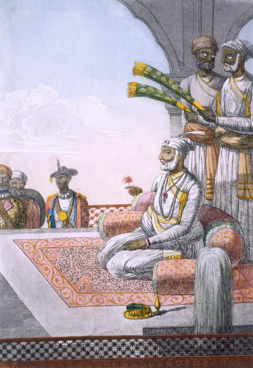 En Rahjah med ledsagere, pub. 1808-12. av Franz Balthazar Solvyns