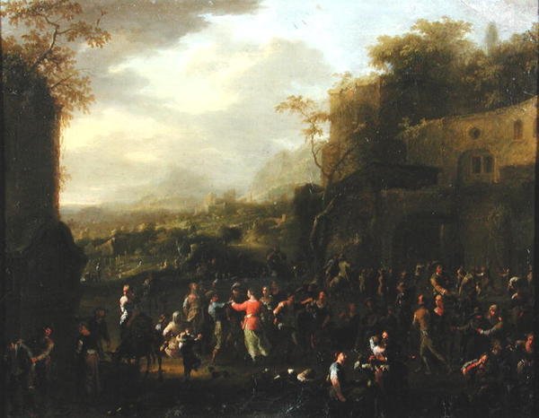 The Wedding Dance (olje på panel) av Franz Ferg