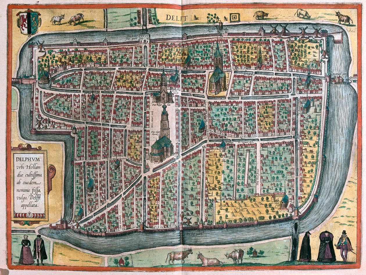 Delft, Nederland (gravering av Franz Hogenberg