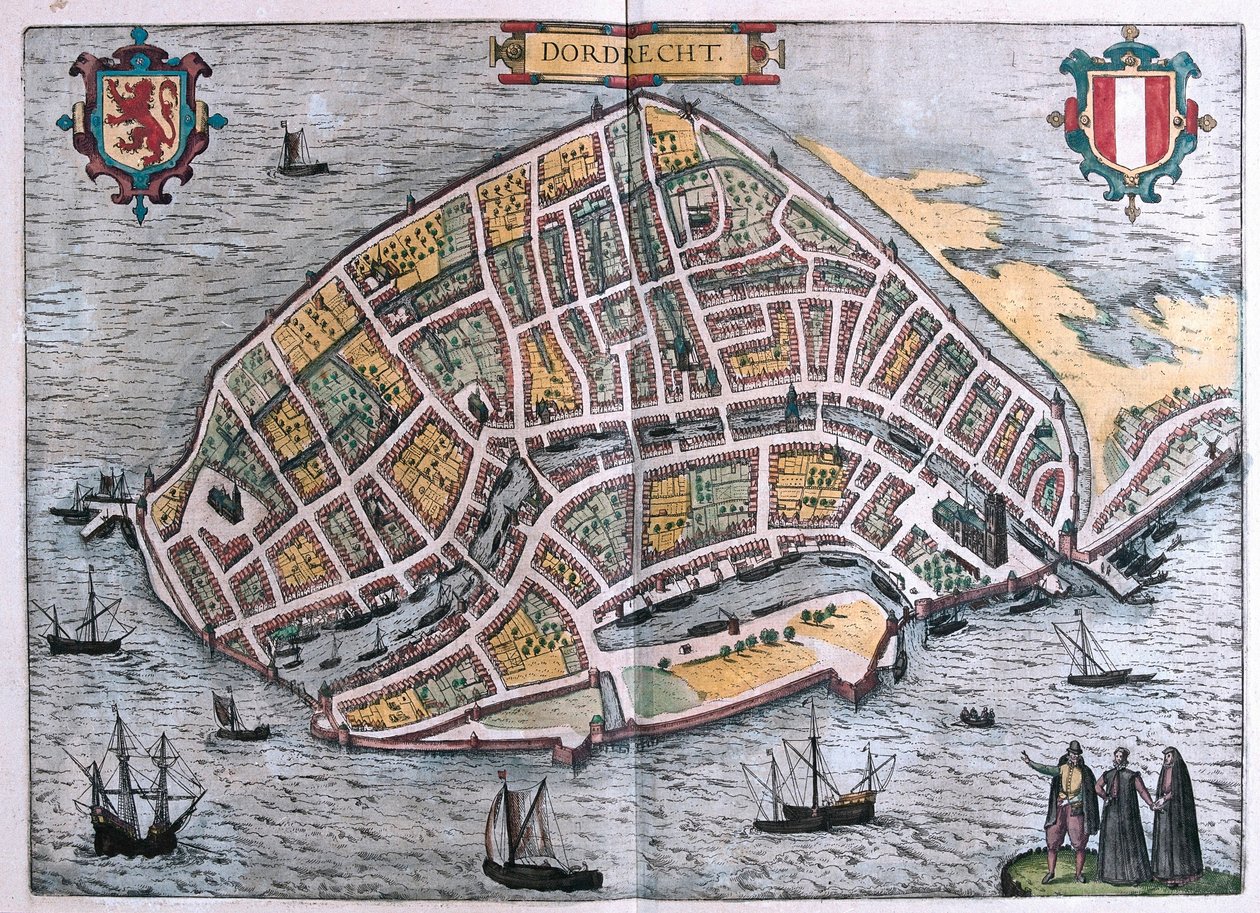 Dordrecht, Nederland (gravering av Franz Hogenberg