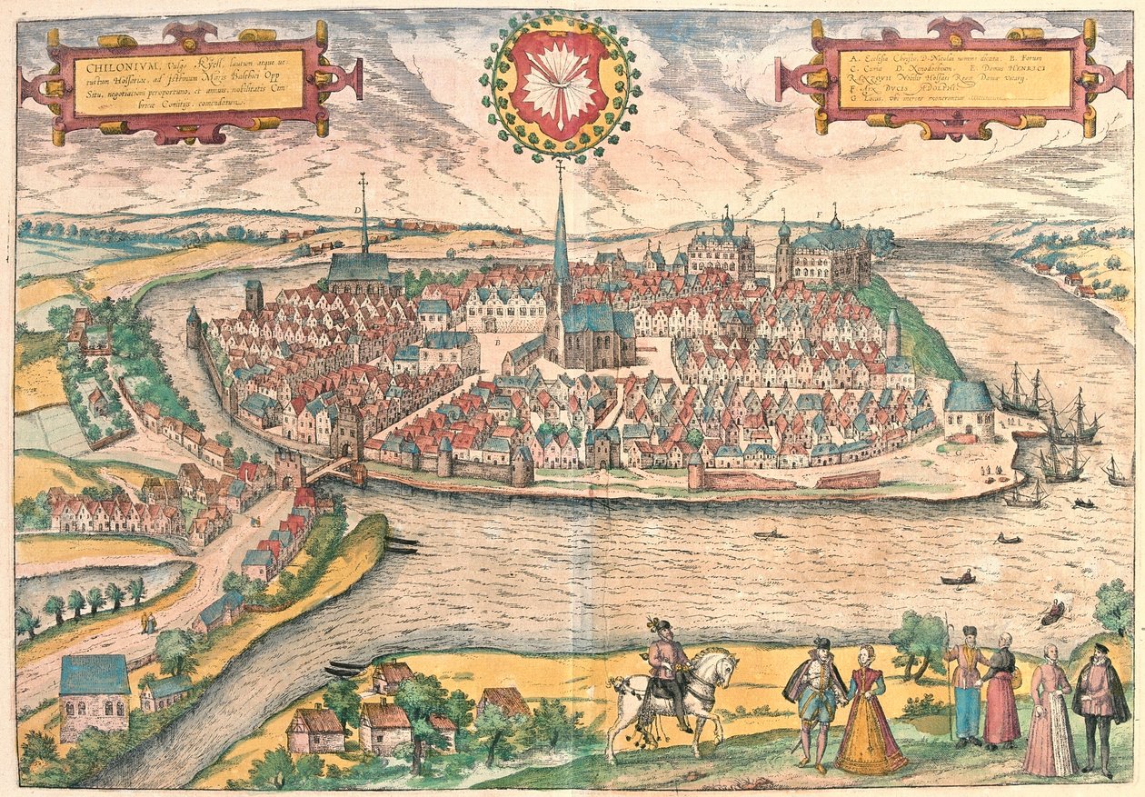 Kiel, Tyskland (gravering av Franz Hogenberg