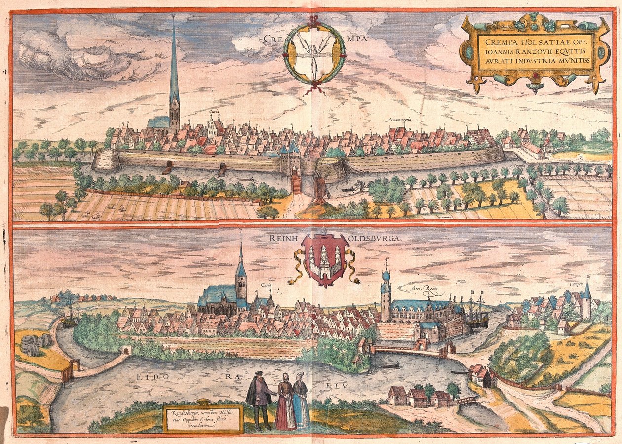 Krempe og Rendsburg, Tyskland (gravering av Franz Hogenberg