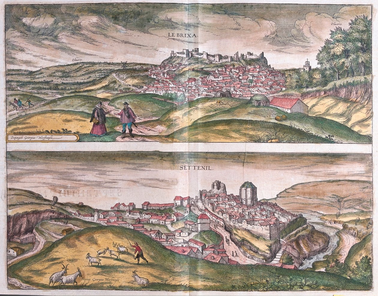 Lebrija og Setenil - Spania (gravering av Franz Hogenberg