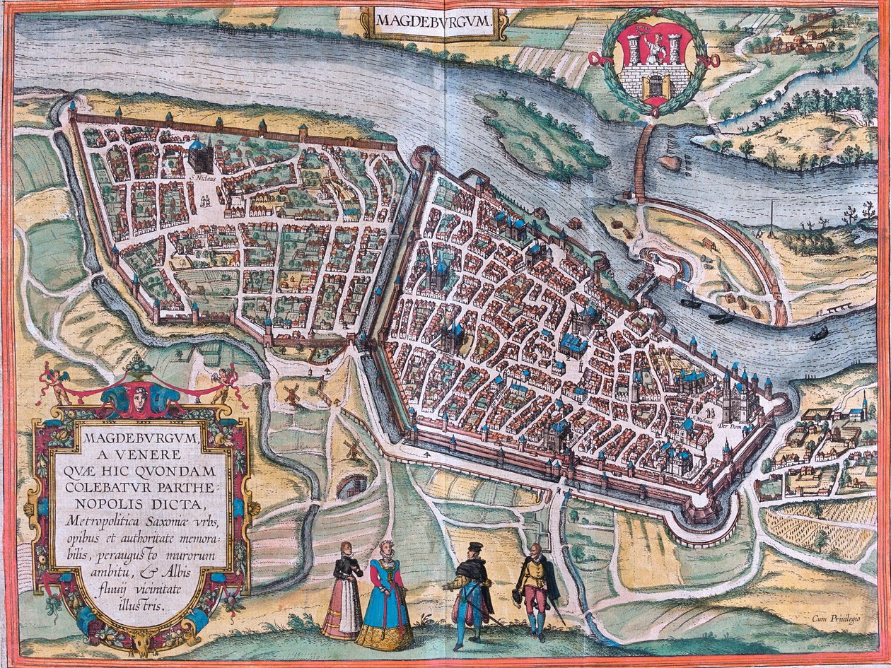Magdeburg-planen (Magdeburgum), Tyskland (radering av Franz Hogenberg