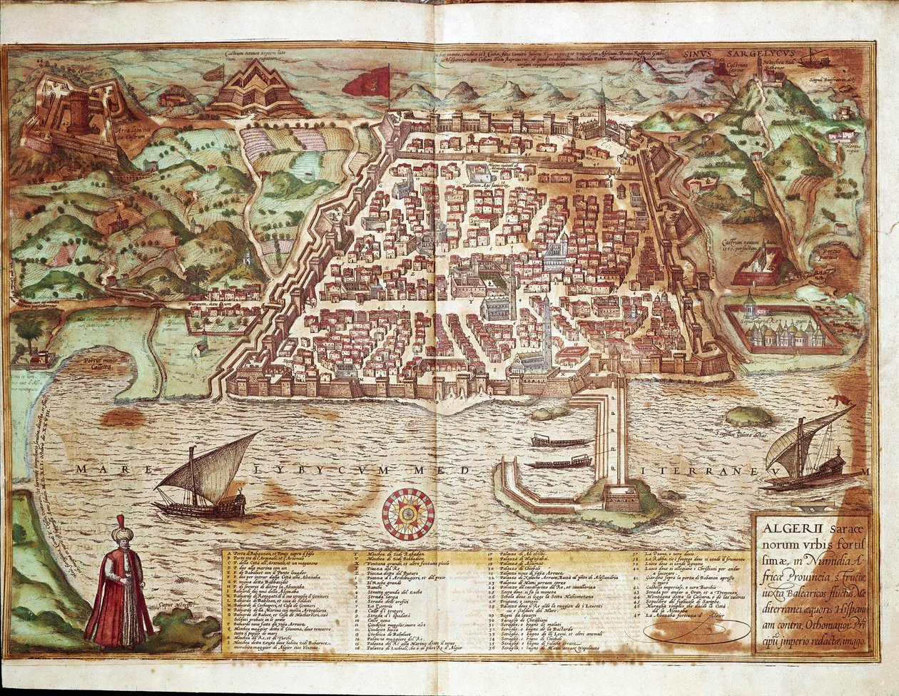 Kart over Alger - Algerie (gravering av Franz Hogenberg