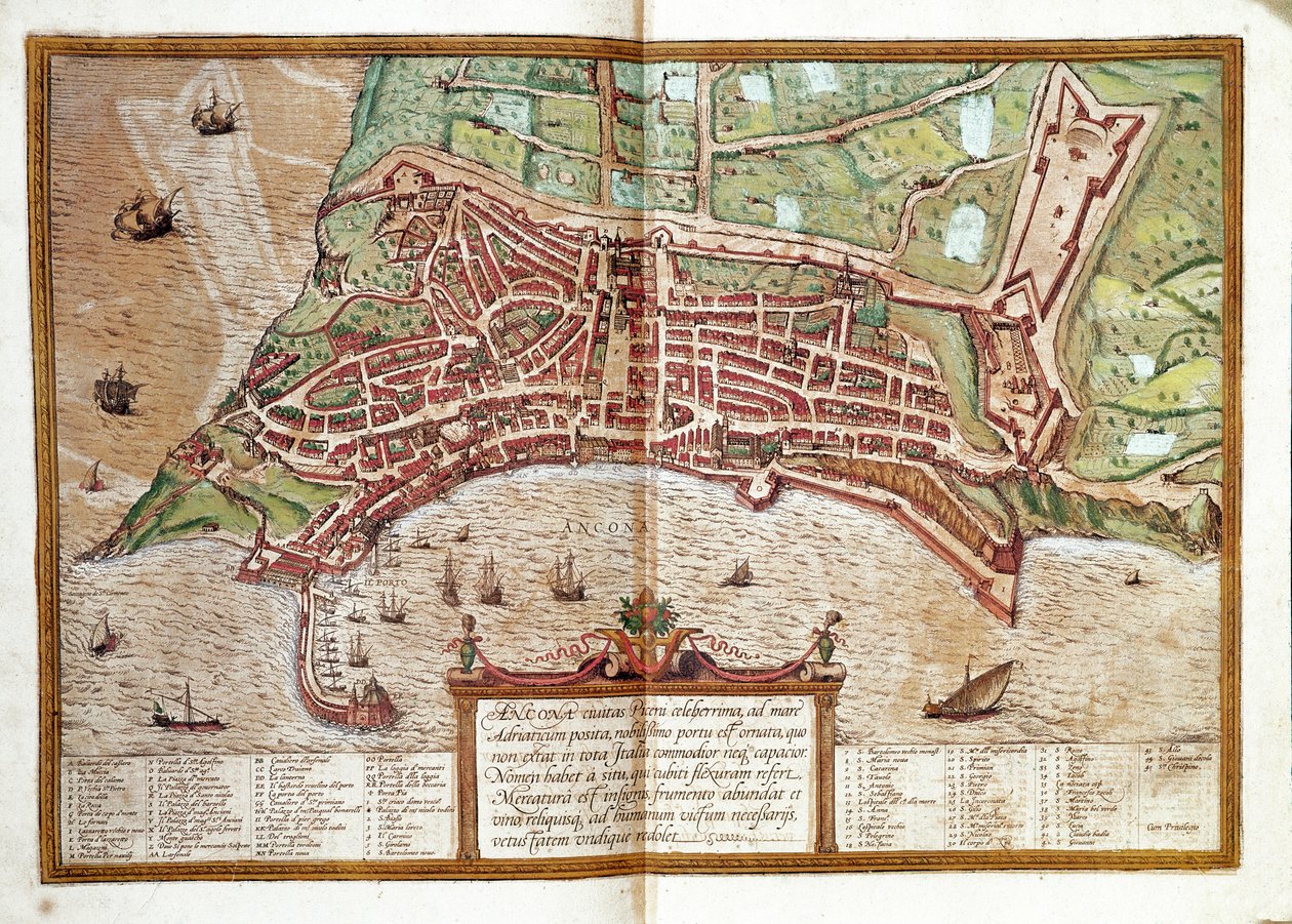 Kart over Ancona (gravering av Franz Hogenberg
