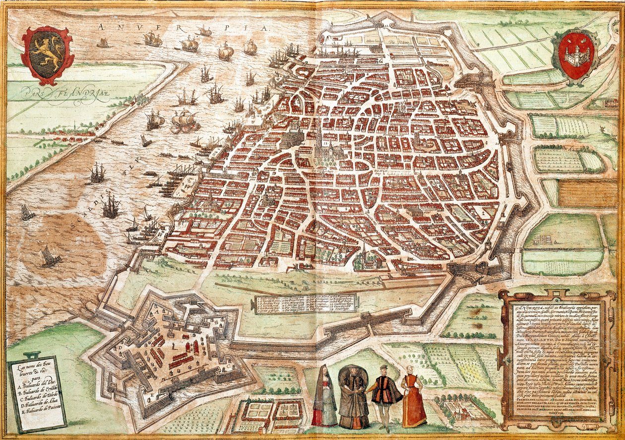 Kart over Antwerpen (gravering av Franz Hogenberg
