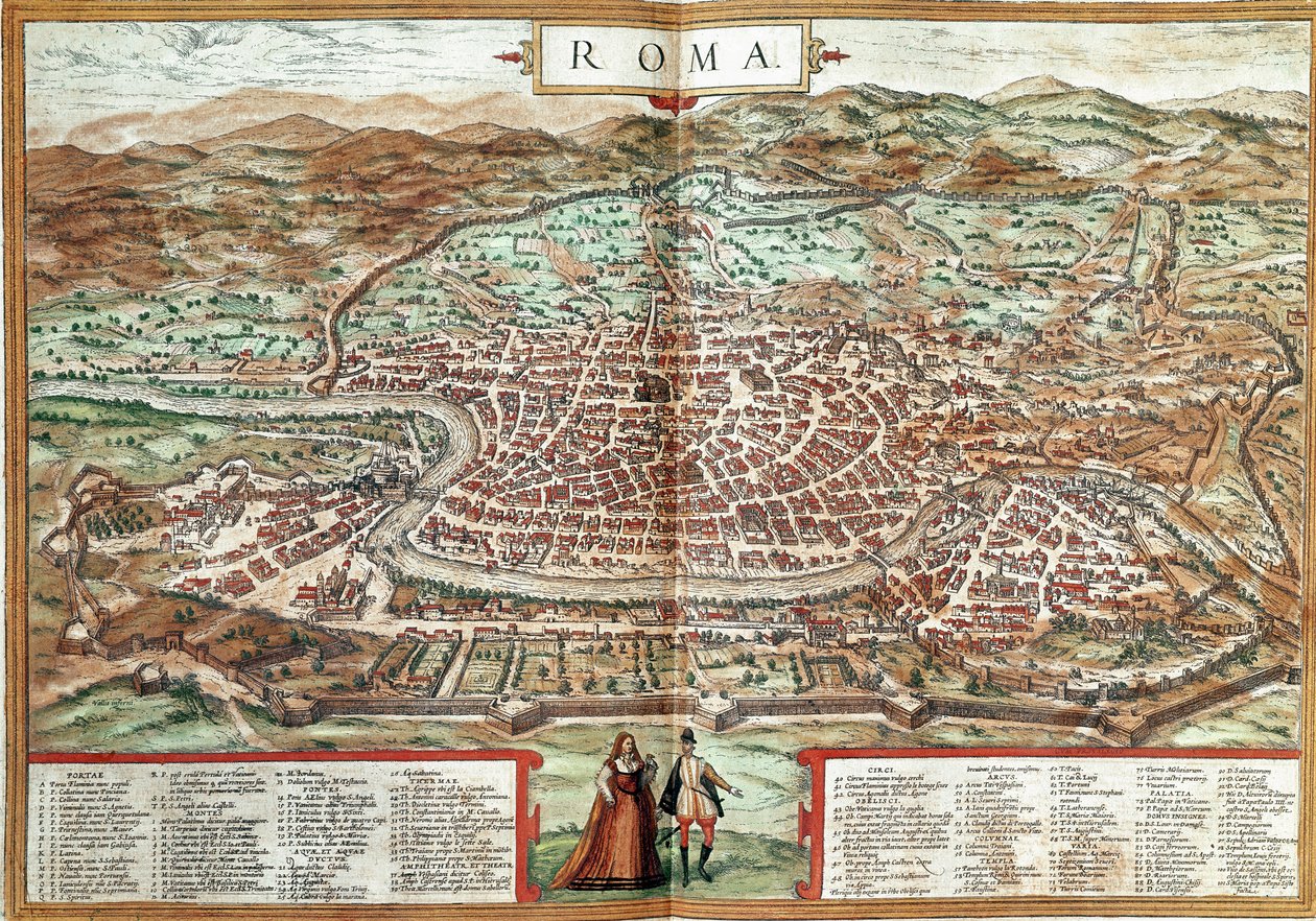 Kart over Roma (gravering av Franz Hogenberg
